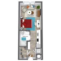 Studio 1 Bath 397 Sq.Ft. NEW Studio Floor Plan at Union 346, Somerville, MA, 02143