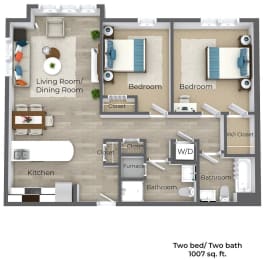 Station Square Apartments in Mansfield Two Bedroom Two Bathroom