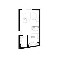 Studio, one-bath floor plan