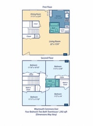 Floor plan of a renovated townhouse apartment