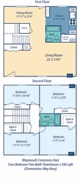 Weymouth commons four bedroom two bathroom floor plan