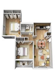 Two Bedroom One Bathroom Floor Plan. at Summerhill Glen, Maynard, 01754