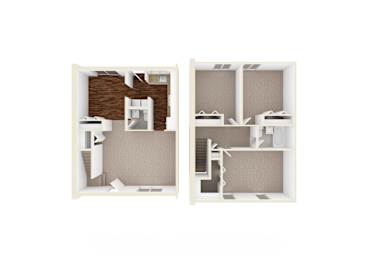 Three Bedroom 1 half Bath Townhouse Floor Plan at Stratton Hill Park in Worcester, MA