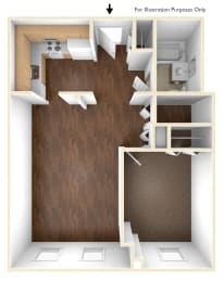 One Bedroom Apartment Floor Plan at Robinson Cuticura Mill Apartments, Malden, Massachusetts