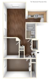 Two Bedroom Apartment Floor Plan at Robinson Cuticura Mill Apartments, Massachusetts