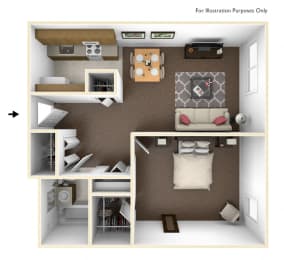 One Bedroom Floor Plan at Bridgeport Elderly Apartments, Bridgeport, 06604