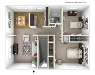 Two Bedroom Floor Plan at Palmer Green Estates, Palmer, MA