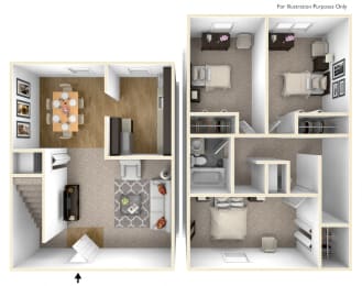 Three Bedroom Floor Plan  at Palmer Green Estates, Palmer, MA