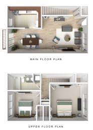Two Bedroom Townhouse Floor Plan at Williamsburg Estates, Harrisburg, PA.