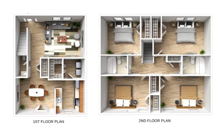 Four Bedroom Two Bathroom Floorplan Layout Monterey Place Apartments. at Monterey Place, New Haven, CT, 06511