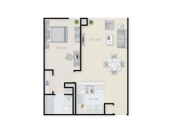 One Bedroom One Bath at Bates Hill Apartments, Pittsburgh, PA
