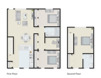 Three Bedroom One Half Bathroom Floor Plan. at Cornerstone Townhomes, New York, 14305