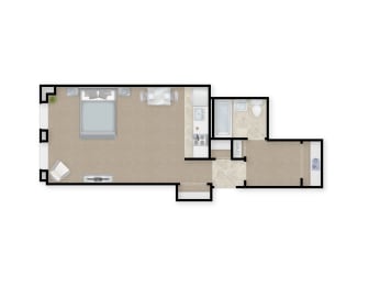 Studio Floor Plan at May Building Apartments, Pittsburgh