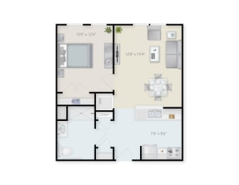 One Bedroom One Bathroom Floor Plan. at Niagara Square, New York, 14201