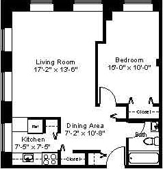 one-bedroom-floorplan at Whittier Terrace, Worcester, 01609