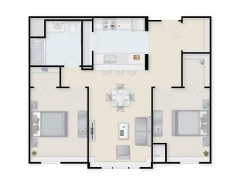 Two Bedroom  One Bathroom Floor Plan.at Shoreline Grove, Branford, CT 06405