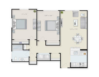  Floor Plan Two Bedroom One Bath Section 8