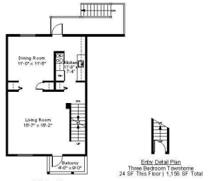 three-bedroom-floorplan at Whittier Terrace, Worcester, 01609