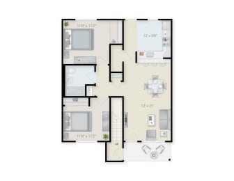 Two Bedroom One Bathroom at Birchwood Village Apartments, Kingston, NY, 12401
