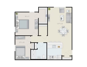 2 Bedroom 1 Bathroom B at The Birches at Chambers, New York, 12401