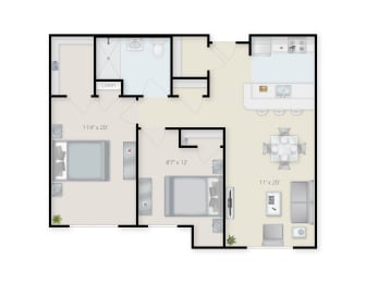 2 Bedroom 1 Bathroom C at The Birches at Chambers, Kingston, New York