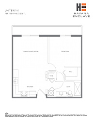 A floor plan for a 1 Bedroom, 1 Bathroom apartment at Havana Enclave.