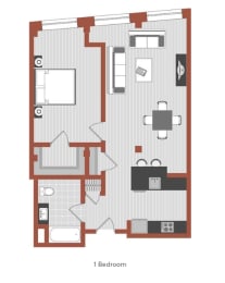 a floor plan of a room with a bedroom and a bathroom