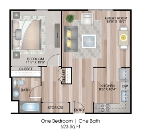  Floor Plan 1 Bedroom