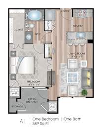 A1 Floor Plan at Lofts at Katy Ranch, Katy, TX 77494