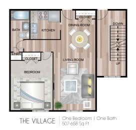  Floor Plan The Village - 1 Bedroom