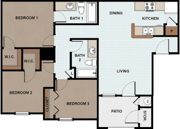 Floor Plan 3 Bedroom 2 Bath