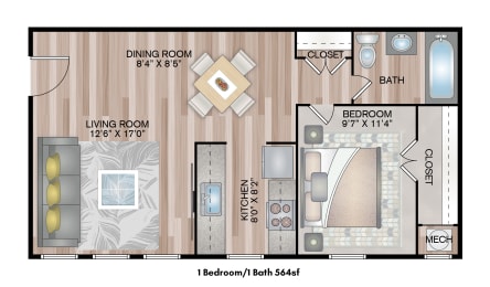 a floor plan of a home with a bedroom and a bathroom