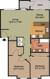 a floor plan of a two bedroom apartment with a den and bathroom
