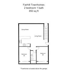 the floor plan of fairhill townhomes 2 bedroom 1 bath 640 sq ft