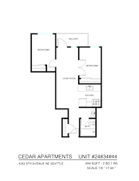 A floor plan of an apartment in Cedar Apartments.