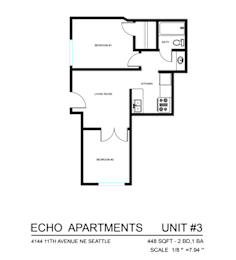 A floor plan for Echo Apartments Unit #3.