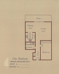 Floor Plan  a drawing of a one bedroom floor plan of a house