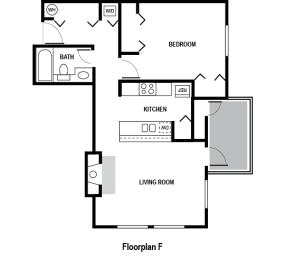 Floor Plan 1 bed 1 bath 615 sq. ft. at Charbonneau Apartments in Seattle, WA 98101