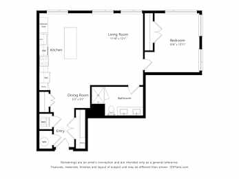 1Bed - 1 bath A06 Floor Plan at Arrowwood Apartments, North Bethesda