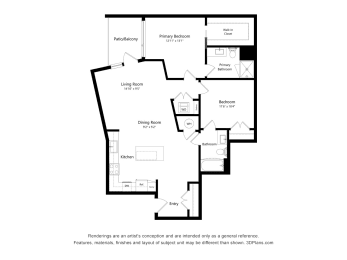 Junior -1 bed bath B08 Floor Plan at Arrowwood Apartments, North Bethesda, MD