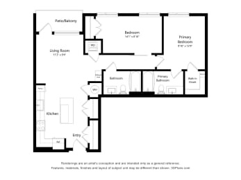 2Bed - 2 bath C01 Floor Plan at Arrowwood Apartments, North Bethesda, 20852