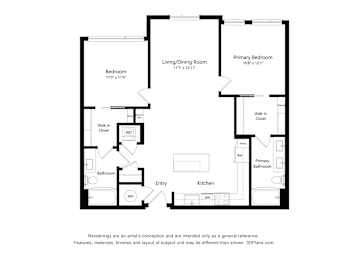 2Bed - 2 bath C06 Floor Plan at Arrowwood Apartments, North Bethesda, MD