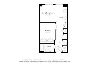 Studio - 1 bath S02 Floor Plan at Arrowwood Apartments, North Bethesda, 20852