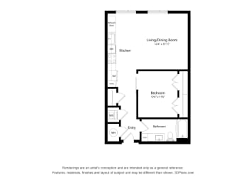 Studio - 1 bath S03 Floor Plan at Arrowwood Apartments, North Bethesda, Maryland