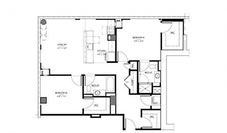 A black and white image of a floor plan for a house.