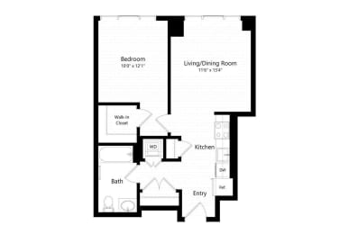 1 bed 1 bath floor plan Z7 at Continuum, White Plains, 10606