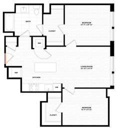 2 bedroom 1 bathroom Floor plan at Altaire, Arlington