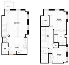 2 bedroom 2 bathroom Floor plan Z at Altaire, Virginia, 22202