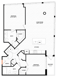 2 bed 2 bathroom Floor plan G at Altaire, Arlington, 22202