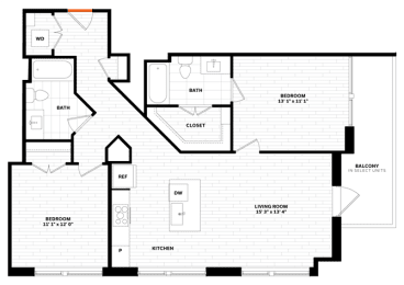 2 bedroom 2 bathroom Floor plan J at Altaire, Arlington